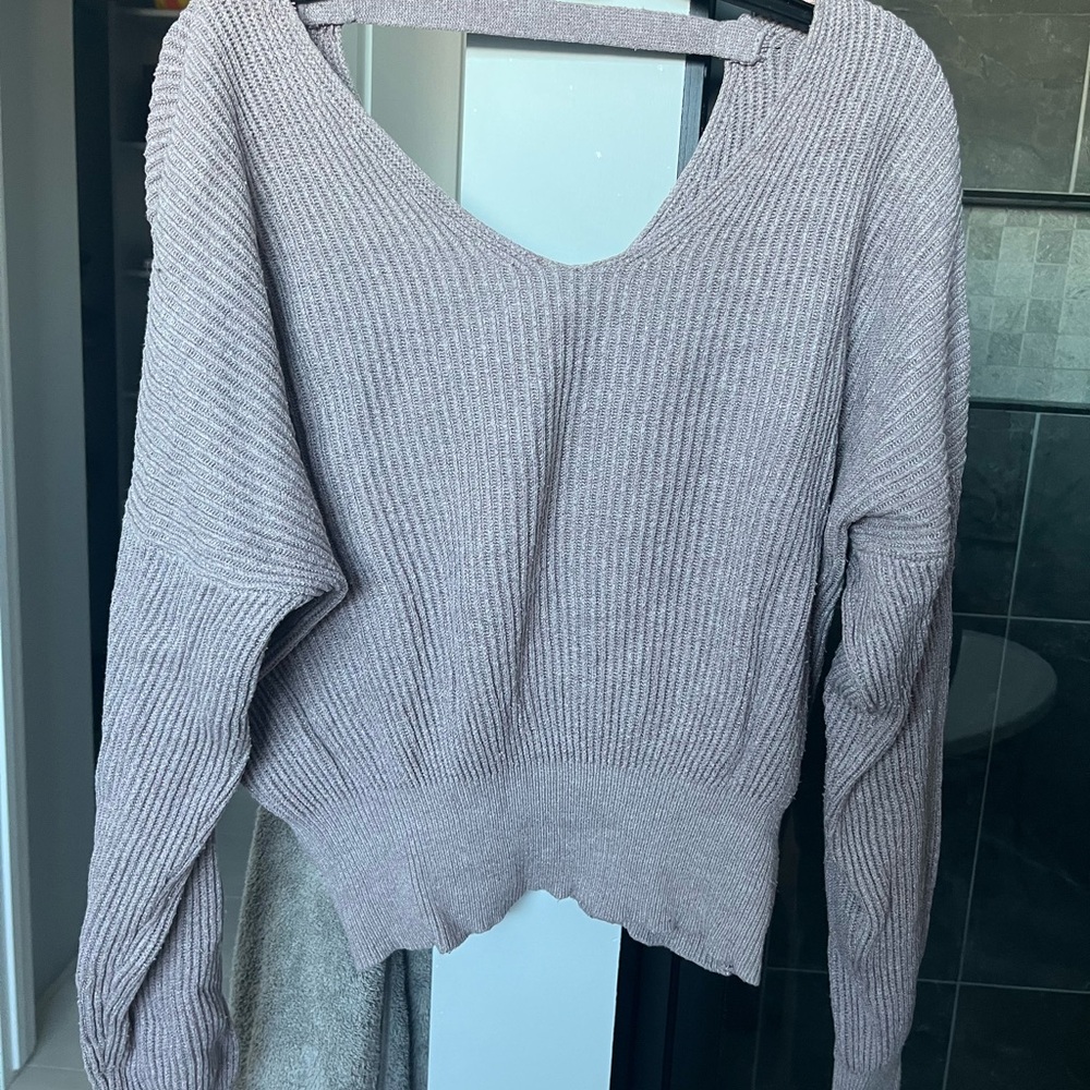Gentle Fawn - Ribbed Mauve Open-Back Sweater